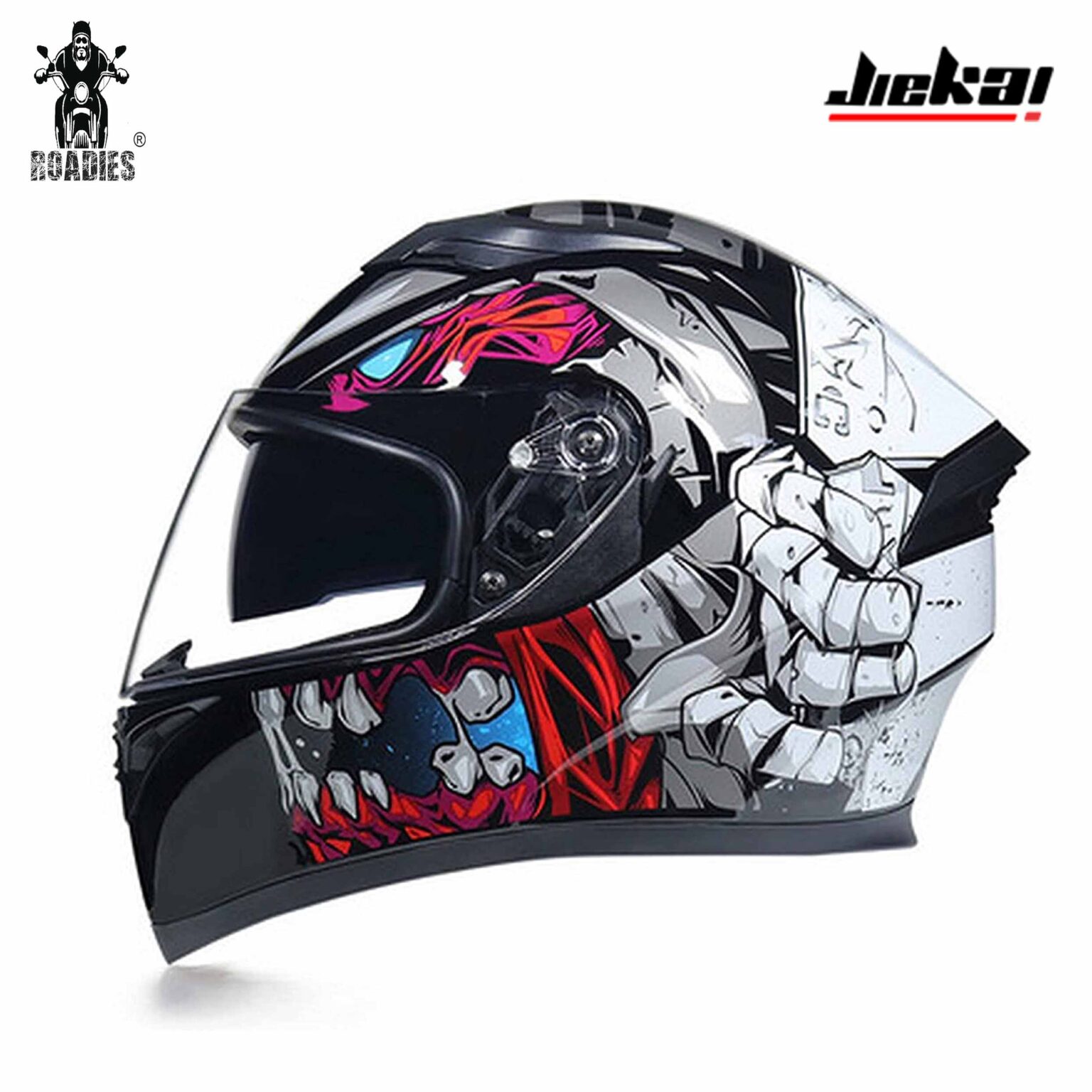 Jiekai Jk Jaw Matt Red Black Full Face Dual Visor Helmet Dot