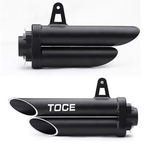 High Quality Motorcycle TOCE Aluminum Double Pipe Small Exhaust Dual Twin Muffler Silencer