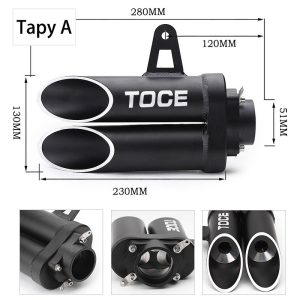 High Quality Motorcycle TOCE Aluminum Double Pipe Small Medium Large Exhaust Dual Twin Muffler Silencer