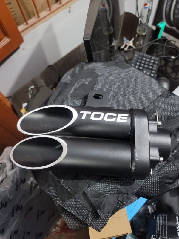 High Quality Motorcycle TOCE Aluminum Double Pipe Small Exhaust Dual Twin Muffler Silencer