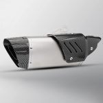 AKRAPOVIC Fish Evolution GP Exhaust Titanium | carbon Fiber heat shield Exclusive laser engraved | 150cc to 500cc Dual cylinder motorcycles