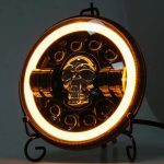 7 inch Projector LED Headlight RGB Skull Design With White Yellow Halo Ring High Low Beam DRL H4 7Inch LED Motorcyle Jeep Harley