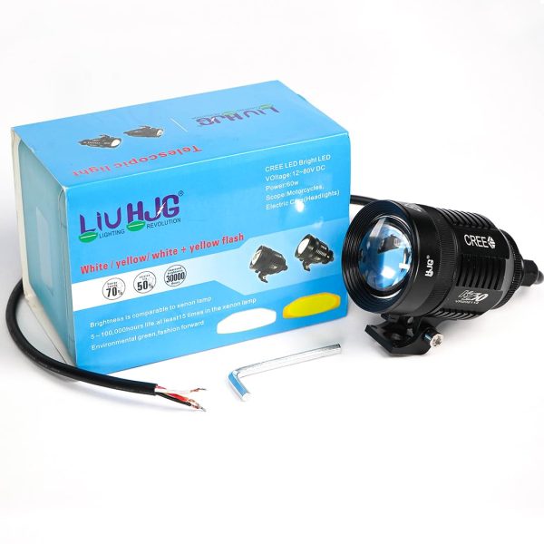 LIU HJG CREE KZ30 Dual Color Yellow + White Light With Zoom Adjustment Lock Fog Light 1PC