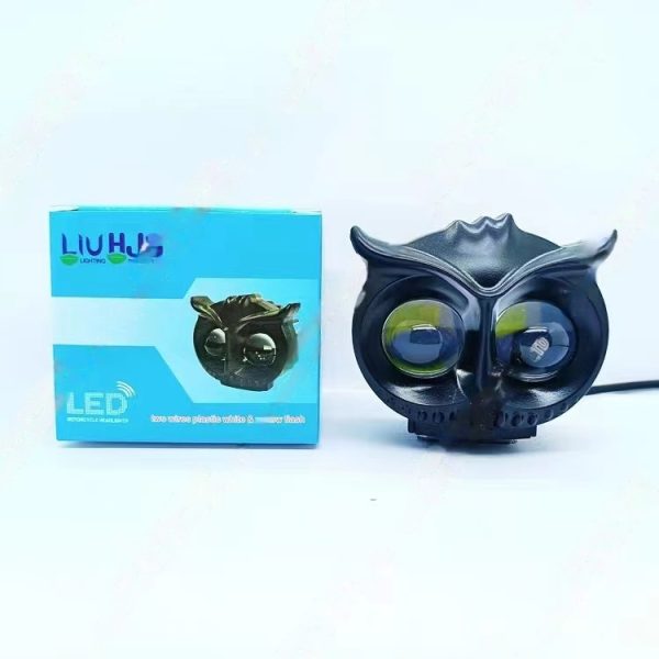 LIU HJG Dual Two 2 LED OWL Shape 2.8" External Auxiliary Projector Dual Color Yellow White LED Lights Fog Light Metal Body 2PC