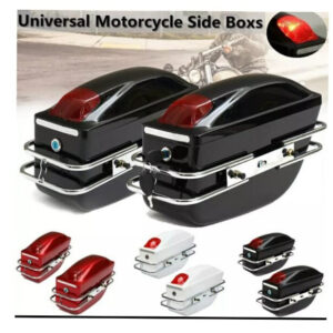 Motorcycle Side boxes with Metal Frame Pair Red & Black