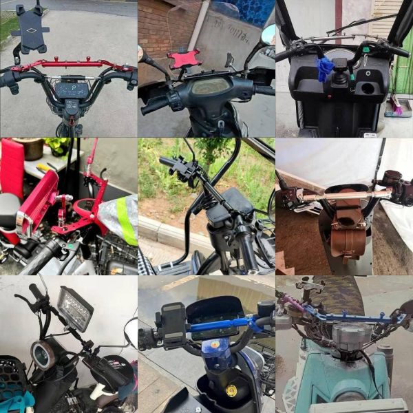 Motorcycle Cross Bar Handlebar Extension Adjustable For Mobile Holder LED Lights Charger Clamp Rod