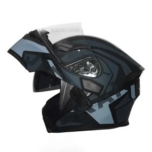 JIEKAI JK-902 Matt Grey Black Uplift Dual Visor Helmet DOT New