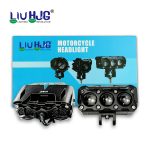 Liu HJG Three 3 Triple Led Lens 50w High Quality Waterproof Motorcycle Dual Color White Yellow Metal Body Fog Light Motorcycle Car Jeep 2Pc