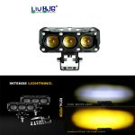 Liu HJG Three 3 Triple Led Lens 50w High Quality Waterproof Motorcycle Dual Color White Yellow Metal Body Fog Light Motorcycle Car Jeep 2Pc