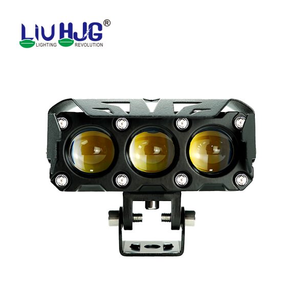 Liu HJG Three 3 Triple Led Lens 50w High Quality Waterproof Motorcycle Dual Color White Yellow Metal Body Fog Light Motorcycle Car Jeep 2Pc