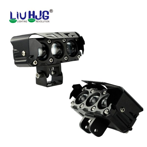 Liu HJG Three 3 Triple Led Lens 50w High Quality Waterproof Motorcycle Dual Color White Yellow Metal Body Fog Light Motorcycle Car Jeep 2Pc