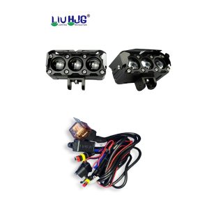 Liu HJG Three 3 Triple Led Lens 50w High Quality Waterproof Motorcycle Dual Color White Yellow Metal Body Fog Light Motorcycle Car Jeep 2Pc