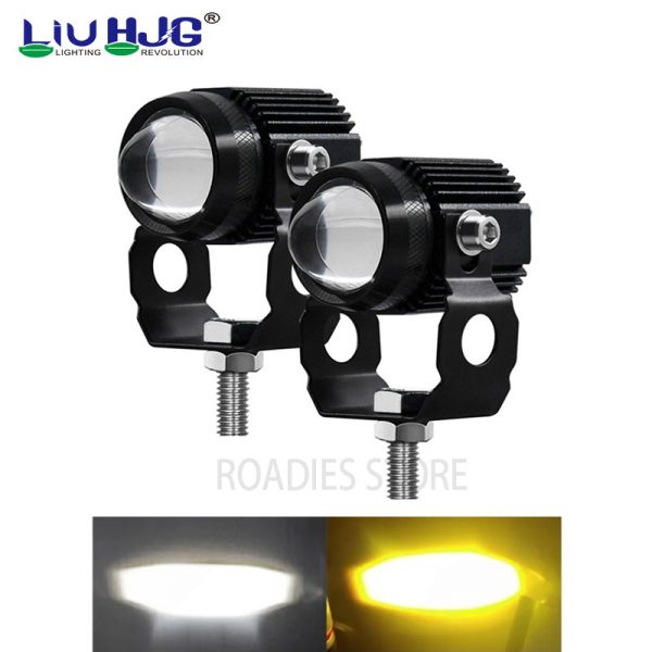 LIU HJG Mini Driving LED Light White + Yellow Fog Light Motorcycle Jeep Car 2pc