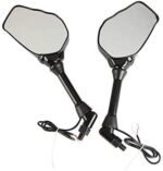 LED Skull Skeleton Hand Claw Side Mirrors Rearview Mirrors With Turn Signals For Motorcycle with 8mm 10mm Thread Bolts, Left & Right