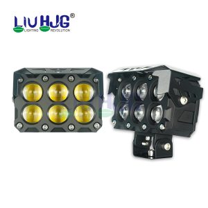 LIU HJG 120W Six 6 Lens LED Yellow White Fog Light Motorcycles With 2 Color Mode Versatile Spot Driving Lamps for Cars Trucks Bikes 2PC