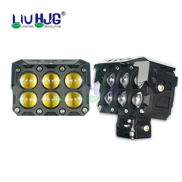 LIU HJG Six 6 Lens LED Yellow White Fog Light Motorcycles With 2 Color Mode Versatile Spot Driving Lamps for Cars Trucks Bikes 2PC