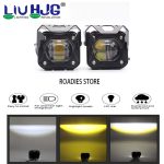 LIU HJG Wide Lens Spotlight Headlight 9D Big Lens Yellow White Beam Fog Lights big lens 2 Pcs Set