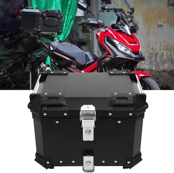 Universal Motorcycle Adventure Aluminum Top Box Black 45L Case Tail Box Luggage Fit