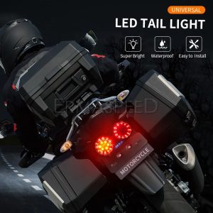 Motorcycle Dual Back Tail Light Running Lamp Brake Stop and Start Signal Light with License Plate Bracket for Motorcycle Street Bike