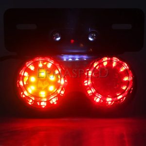 Motorcycle Dual Back Tail Light Running Lamp Brake Stop and Start Signal Light with License Plate Bracket for Motorcycle Street Bike