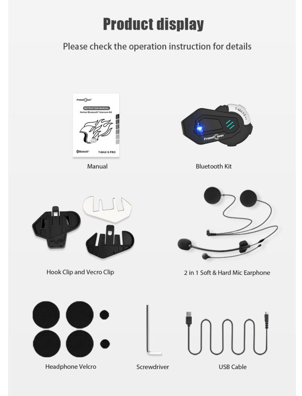 Freedconn T-MAX S PRO Bluetooth Motorcycle 6-Rider 1000M Group Intercom