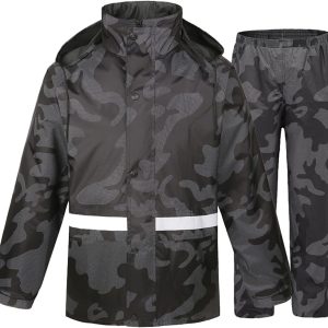 High Quality Motorcycle Waterproof Rain Suit Double Layer with Reflector Camouflage