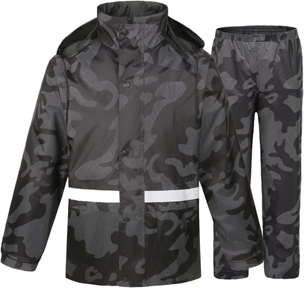 High Quality Motorcycle Waterproof Rain Suit Double Layer with Reflector Camouflage