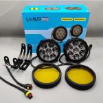 HJG External LED 4.5inch Round EL72 White Yellow 7 LED Light 140 Watt Removeable Lens Motorcycle Jeep