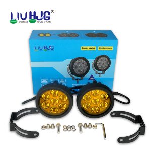 HJG External LED 4.5inch Round EL72 White Yellow 7 LED Light 140 Watt Removeable Lens Motorcycle Jeep