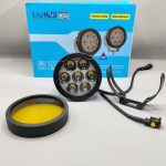 HJG External LED 4.5inch Round EL72 White Yellow 7 LED Light 140 Watt Removeable Lens Motorcycle Jeep