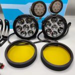 HJG External LED 4.5inch Round EL72 White Yellow 7 LED Light 140 Watt Removeable Lens Motorcycle Jeep