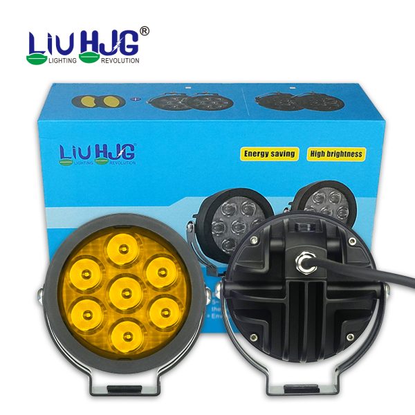 HJG External LED 4.5inch Round EL72 White Yellow 7 LED Light 140 Watt Removeable Lens Motorcycle Jeep