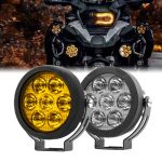 HJG External LED 4.5inch Round EL72 White Yellow 7 LED Light 140 Watt Removeable Lens Motorcycle Jeep