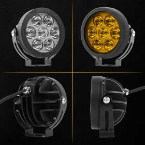 HJG External LED 4.5inch Round EL72 White Yellow 7 LED Light 140 Watt Removeable Lens Motorcycle Jeep