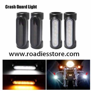 Motorcycle Crash Guard Light Yellow White LED Indicator DRL Light Pipe Mount Aluminum