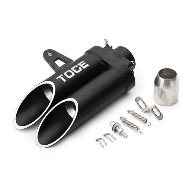 Motorcycle Dual Pipe TOCE Slip On Exhaust Silencer Aluminum Size Small