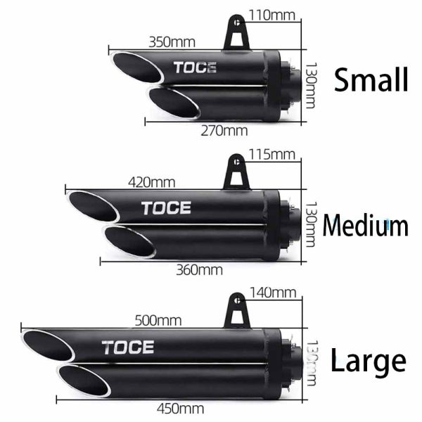 Motorcycle Dual Pipe TOCE Slip On Exhaust Silencer Aluminum Size Small