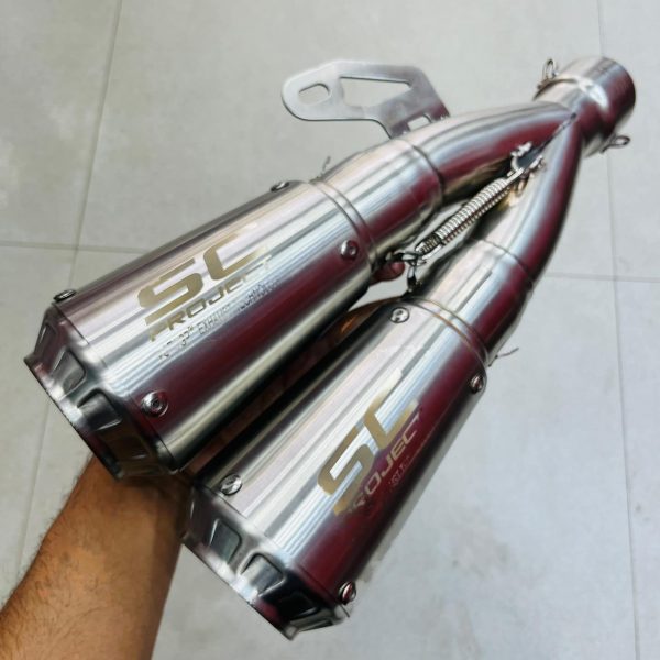 Motorcycle SC Project Dual Pipe Nose Exhaust E09 High Quality Muffler Silencer