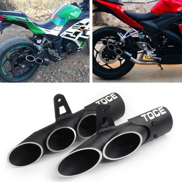 Motorcycle TOCE Exhaust 2 Outlet 3 Outlet Free Flow Aluminum Slip On Muffler