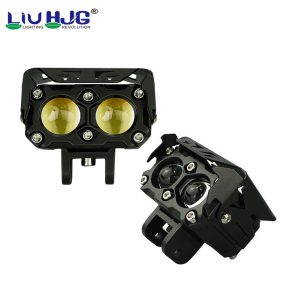 Liu HJG Two 2 Dual Led Lens 40w High Quality Waterproof Motorcycle Dual Color White Yellow Metal Body Fog Light Motorcycle Car Jeep 2Pc