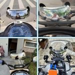 Motorcycle 180° Wide-Angle Convex Rearview Mirror for Windshield Touring Racing Adventure Motorbikes, Panoramic Vision Helmet-Mounted Auxiliary Reversing Mirror for All-Terrain Vehicles