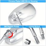 Motorcycle Handle Oval Shape Chrome Mirrors 10mm Thread Wide Lens Visibility