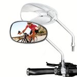 Motorcycle Handle Oval Shape Chrome Mirrors 10mm Thread Wide Lens Visibility