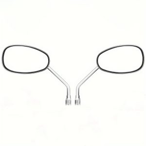 Motorcycle Handle Oval Shape Chrome Mirrors 10mm Thread Wide Lens Visibility