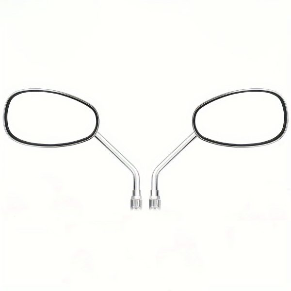 Motorcycle Handle Oval Shape Chrome Mirrors 10mm Thread Wide Lens Visibility