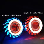 Motorcycle LED Headlight Projector Lens Dual Angel Devil Eye Head Lamp Cyclone-Type 1pc