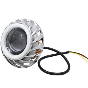 Motorcycle LED Headlight Projector Lens Dual Angel Devil Eye Head Lamp Cyclone-Type 1pc