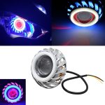 Motorcycle LED Headlight Projector Lens Dual Angel Devil Eye Head Lamp Cyclone-Type 1pc