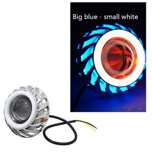 Motorcycle LED Headlight Projector Lens Dual Angel Devil Eye Head Lamp Cyclone-Type 1pc