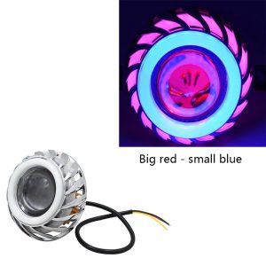 Motorcycle LED Headlight Projector Lens Dual Angel Devil Eye Head Lamp Cyclone-Type 1pc